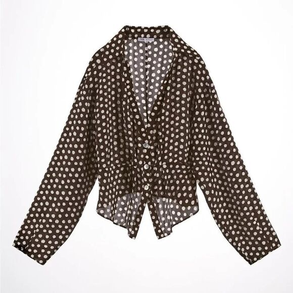 ZARA SATIN SHIRT WITH POLKA DOTS - Picture 6 of 8